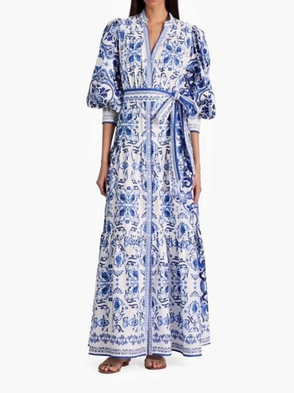 Floral Blue & White Maxi Dress Like New